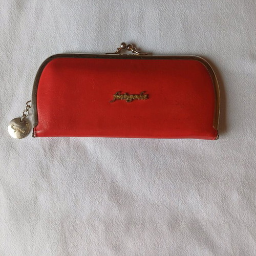 Women's vintage wallet used, red with visible wear