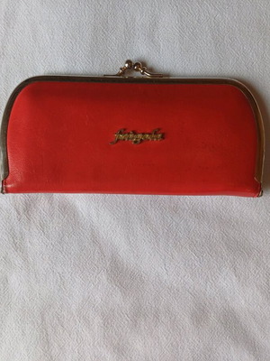 Women's vintage wallet used, red with visible wear