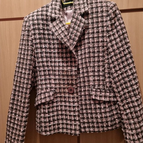 Linwa Vintage single-button checked jacket like new, brown and pink, size 4XL