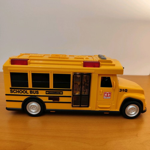 Toy car set used, school bus and racing car
