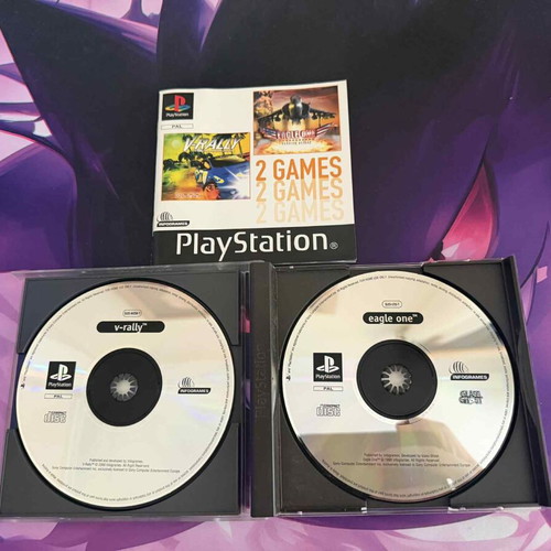 Playstation 1 2 games V-Rally & Eagle One Harrier Attack like new