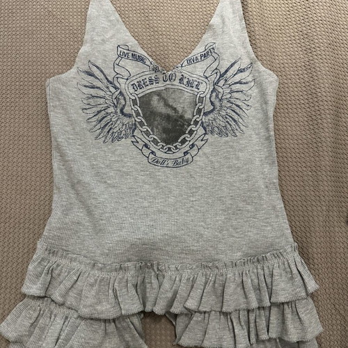 Danoff Backless Top like new, adjustable straps, grey