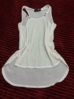 BSB long shirt like new, white with transparency and beads