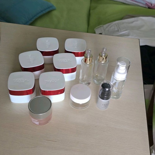 Glass jars and bottles like new with lids and droppers