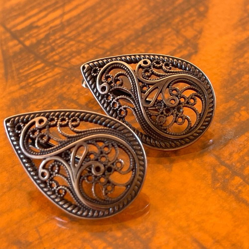 Silver Russian Filigree Earrings 925 stamped new