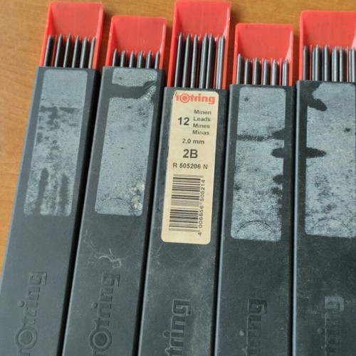 Rotring 2B 2.0mm Replacement Leads New, 5 Boxes of 12 Pieces