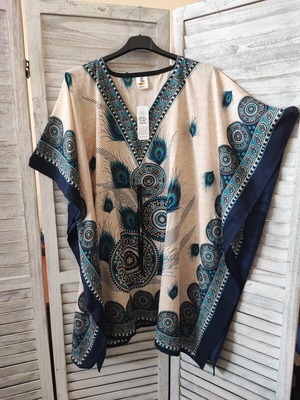 Rima Beachwear short caftan 150cm, blue turquoise