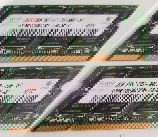 HYNIX 4GB DDR2 RAM 2x 2GB 800MHZ 2RX8 PC2-6400S-666-12 CL6 ΜΝΗΜΗ LAPTOP ΛΑΠΤΟΠ SODIMM ORIGINAL HP