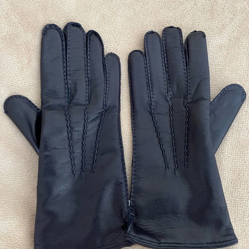 Max Mara gloves new, blue, leather with wool lining