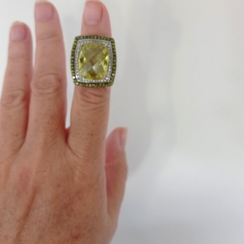 Statement silver 925 ring with citrine, new