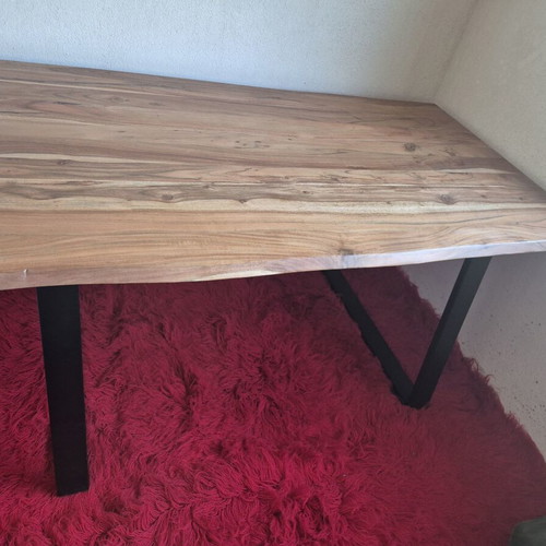 Wooden monastic dining table like new, 160x90 cm, black metal frame