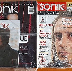Περιοδικό μουσικής SONIK 6 τεύχη, ΚΑΙΝΟΥΡΓΙΑ, πλήρη, 6 ευρώ έκαστο!!!