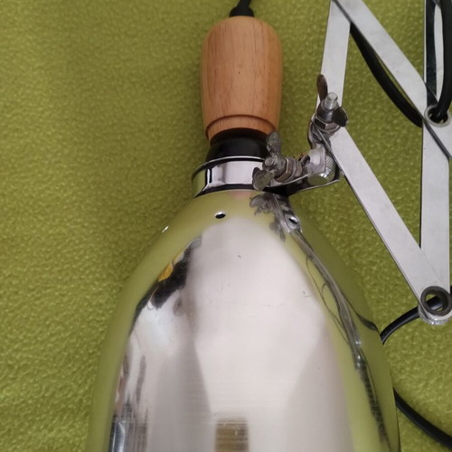 Adjustable aluminum lamp like new with wooden details