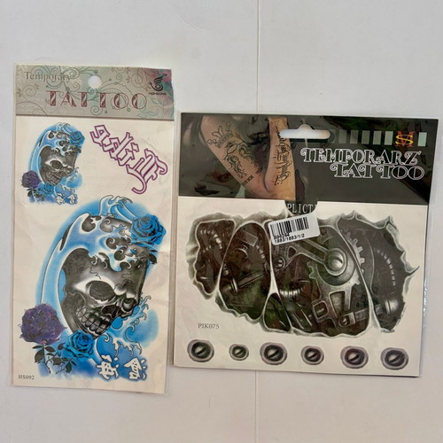 Skull & Machine Temporary Tattoo Set new, 2 pcs