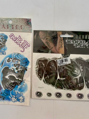 Skull & Machine Temporary Tattoo Set new, 2 pcs