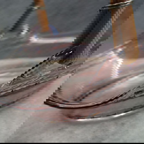 Μπολ vintage μεταχειρισμένο με πλεκτό χερούλι ψάθας art deco