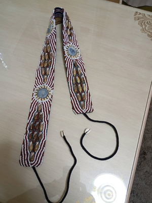 Adjustable handmade belt with beads and shells multicolor, new