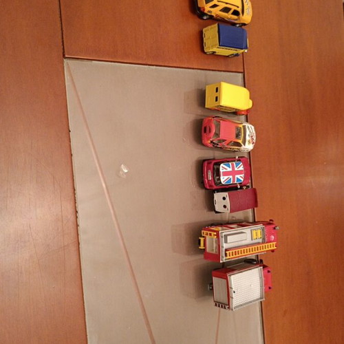 Toy vehicles used, fire trucks, cars, van