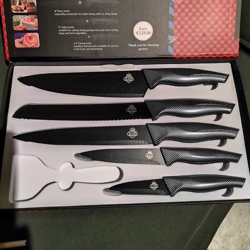 Queen Kitchen Knife Set 5 Pieces new with Non-Stick Coating