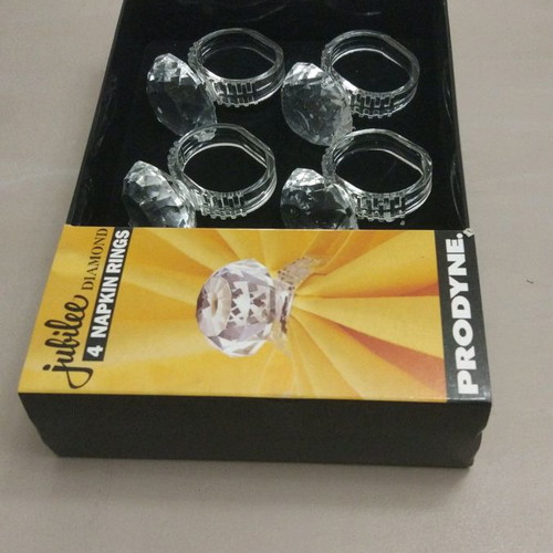 Napkin rings used, 2 sets of 4 pieces, acrylic, Jubilee brand