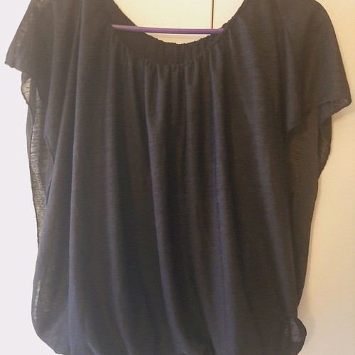 Women's top new, black, sheer with inner fabric and elastic waist