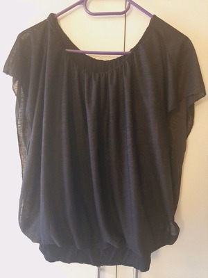 Women's top new, black, sheer with inner fabric and elastic waist