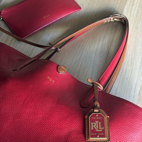 Ralph Lauren double-sided hand bag used, brown and red