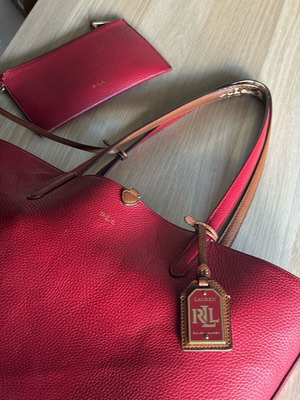 Ralph Lauren double-sided hand bag used, brown and red