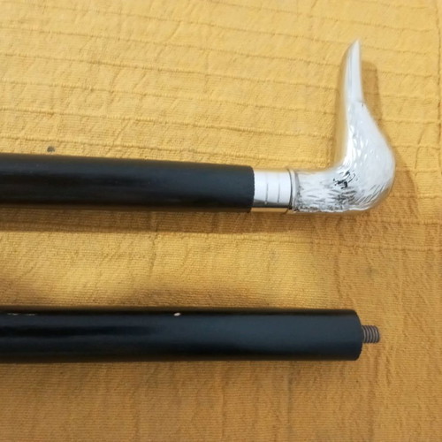 Bronze duck handle cane used, collectible, in two parts