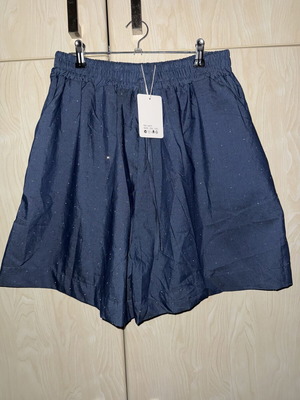 Blue bermuda shorts with strass, elastic waist, size XXL-XXXL