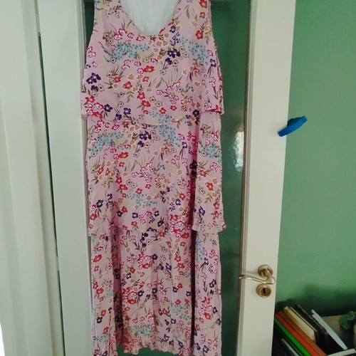 Deerberg Viscose Dress for Curvy Girls, Like New, Pink Floral, XXL