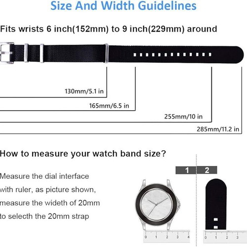 Λουράκι Nato Strap Style Premium Scuba Μαύρο 19mm - 20mm καινούργιο