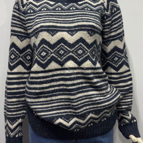 Fat Face Nordic knitted sweater women L like new, blue
