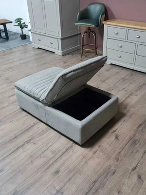 Large gray fabric stool with storage function new