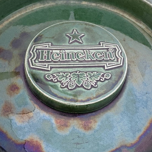 Heineken ceramic ashtray, green, collectible