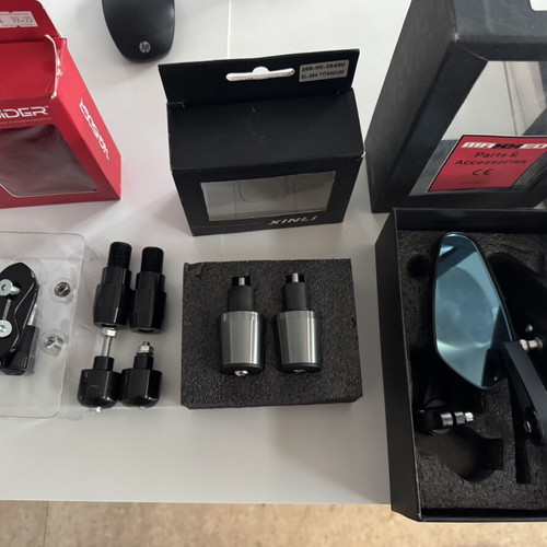 Handlebar weight set, mirrors and mirror caps for motorcycle