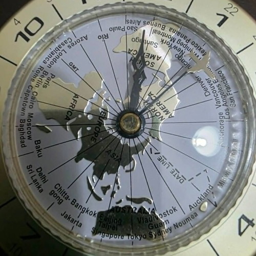 Luxury analog desk clock with world map and airplane needle