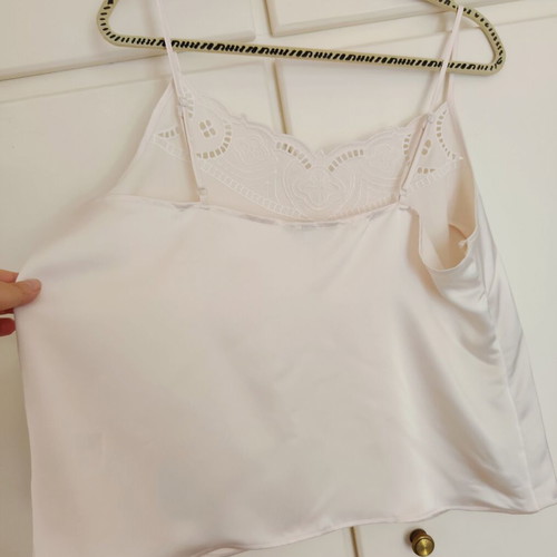 H&M camisole satin cream top with embroidery XL like new