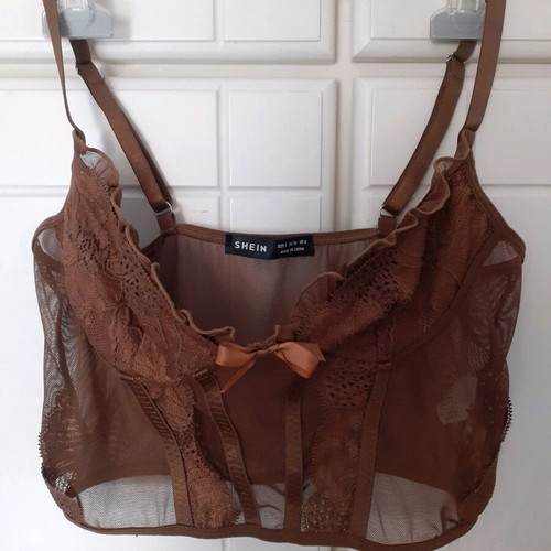 Shein lace bustier brown like new, size S