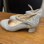 Silver glitter children's ballerina shoes size 33