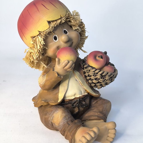 Decorative figure boy with apple head resin like new