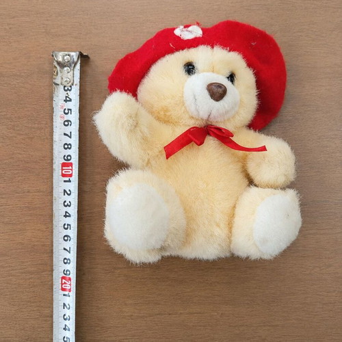 Teddy bear used with red hat and bow, approx. 16 cm