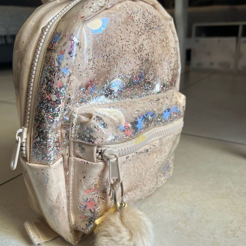 Zara backpack beige-gold with glitter used 24x20