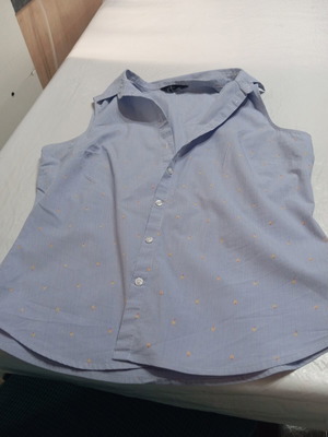 Mark's & Spencer sleeveless blouse like new, size 12, white and blue