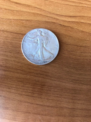 Silver half dollar coin 1944 used
