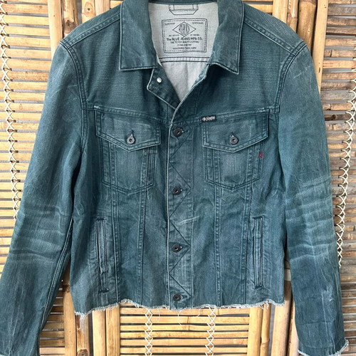 Replay green washed denim jacket, size M