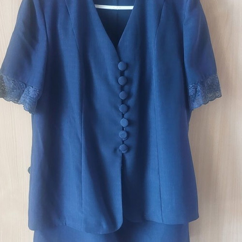 Vintage women's summer suit like new, blue with lace details