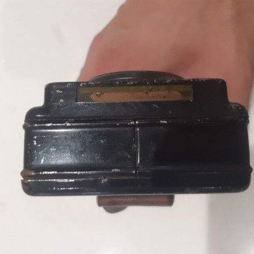 Artas soldier flashlight used, 1950s black with red and green filter