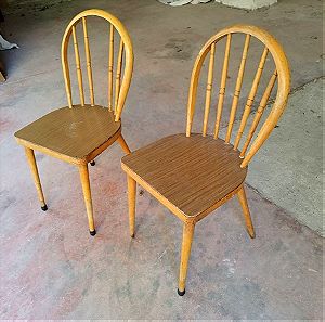 Σετ 2 vintage ξύλινες καρέκλες