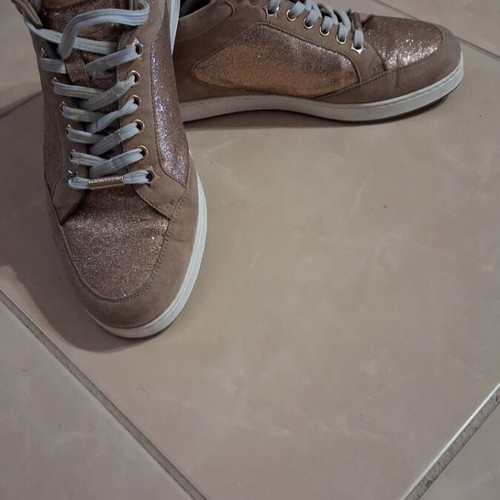 Jimmy Choo sneakers like new for narrow feet, beige and gold